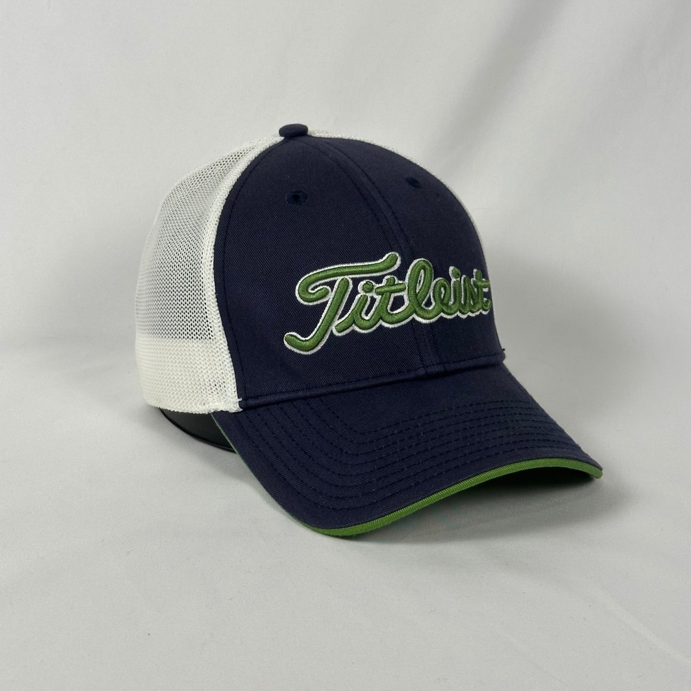 Titleist Golf Trucker Hat Mens L/XL Blue White Mesh Back Embroidered Logo Cap